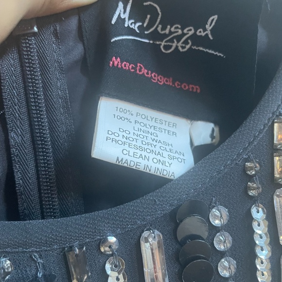 NWT Mac Duggal Midi Sequined Embellished High Neck Long Sleeve Fitted Dress - Picture 6 of 7